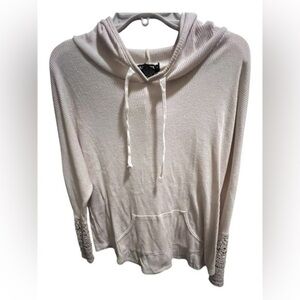 Miss Chievous Light Cream Hoodie with Lace Details
